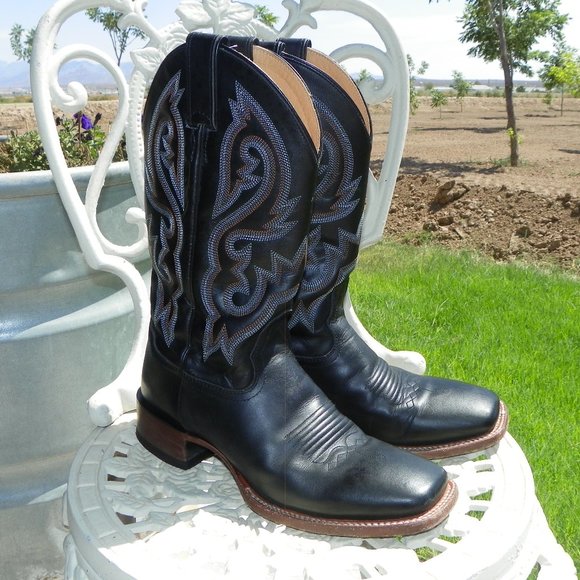 Cody James Other - Cody James Black Leather Square Toe Boots Men 8.5 NFR Rodeo Time